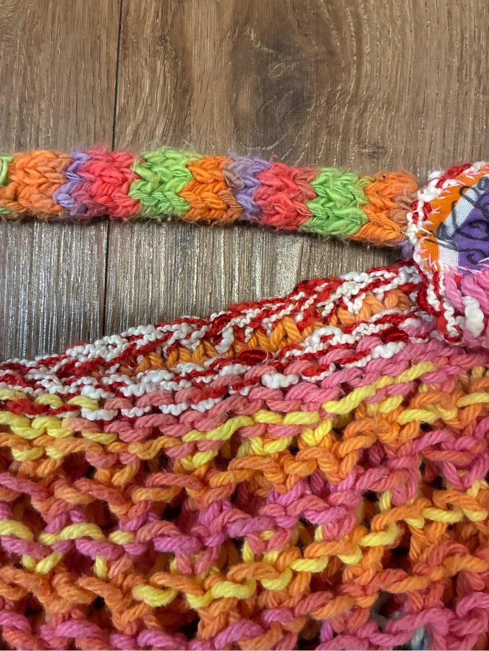 Grannycore Rainbow Knit Slouchy Hobo Purse | Y2K Boho Festival Tote